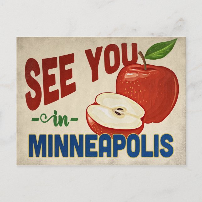 Minneapolis Minnesota Apple - Vintage Travel Postcard (Front)