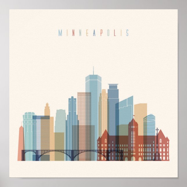 Minneapolis, Minnesota | City Skyline Poster (Front)