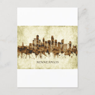 Minneapolis Minnesota Cityscape Holiday Postcard