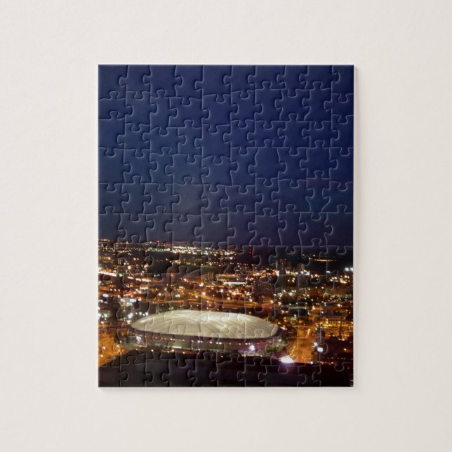 Minneapolis Minnesota HHH Metrodome Night Skyline Jigsaw Puzzle (Vertical)