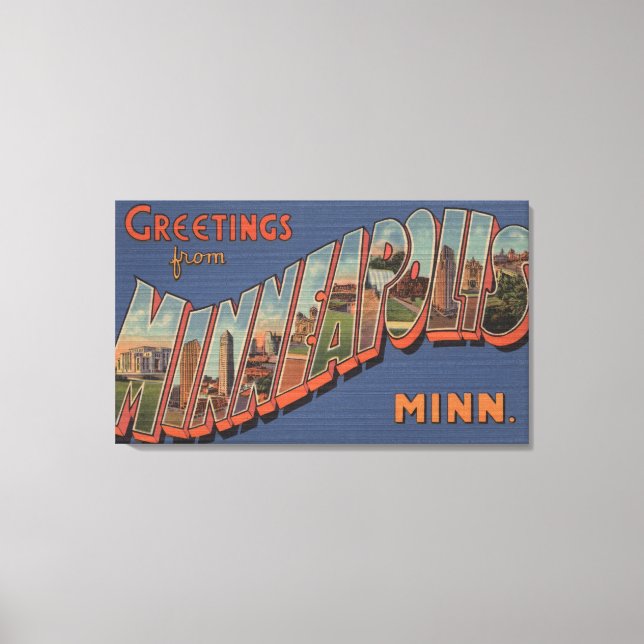 Minneapolis, Minnesota - Large Letter Scenes Canvas Print (Front)