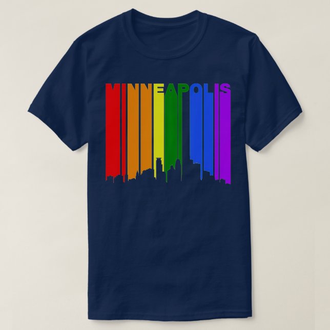 Minneapolis Minnesota LGBTQ Gay Pride Rainbow Skyl T-Shirt (Design Front)