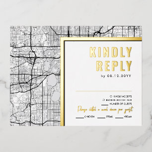 Minneapolis, Minnesota Love Locator   RSVP Reply Foil Invitation Postcard