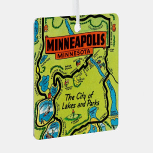  Minneapolis Minnesota Map Metal Ornament