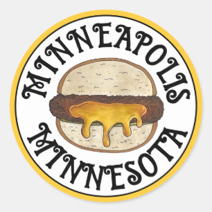 Minneapolis Minnesota MN Juicy Lucy Cheese Burger  Classic Round Sticker