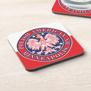 Minneapolis Minnesota Polish Eagle Coaster