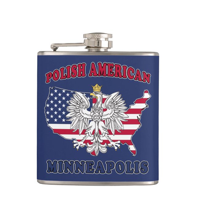 Minneapolis Minnesota Polish Hip Flask (Front)