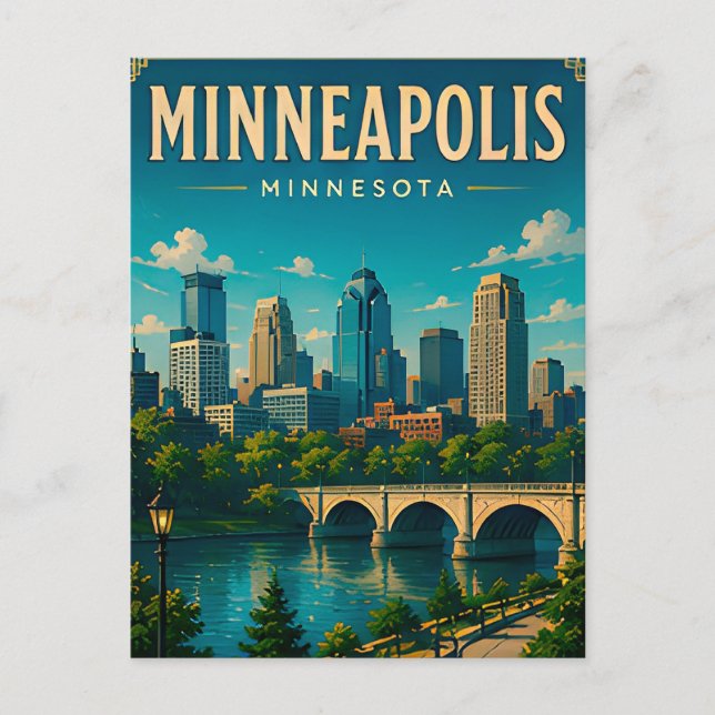 🌉 Minneapolis Minnesota Skyline And River Postcard (Front)