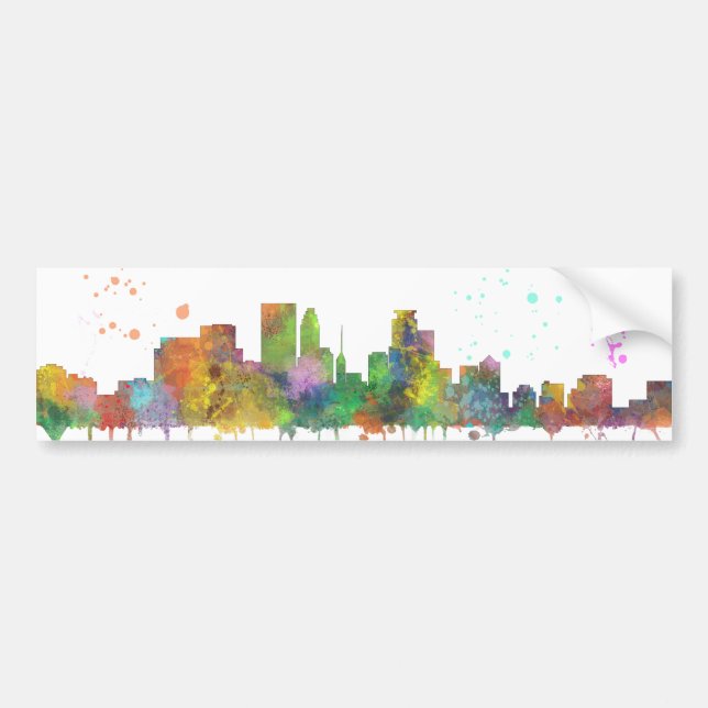 MINNEAPOLIS, MINNESOTA SKYLINE - Car Bumper Sticke Sticker (Front)