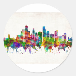 Minneapolis Minnesota Skyline Classic Round Sticker