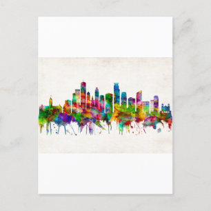 Minneapolis Minnesota Skyline Holiday Postcard
