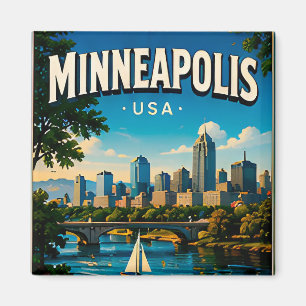 Minneapolis Minnesota Stone Arch Bridge  Magnet