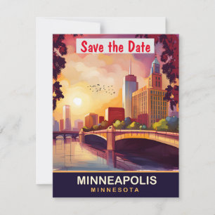Minneapolis Minnesota Stone Bridge Wedding Save The Date