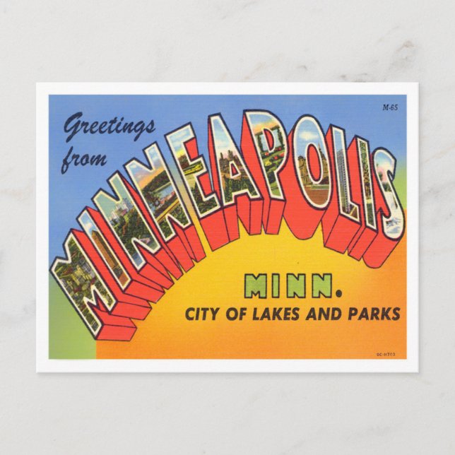 Minneapolis, Minnesota Vintage Big Letters Postcard (Front)