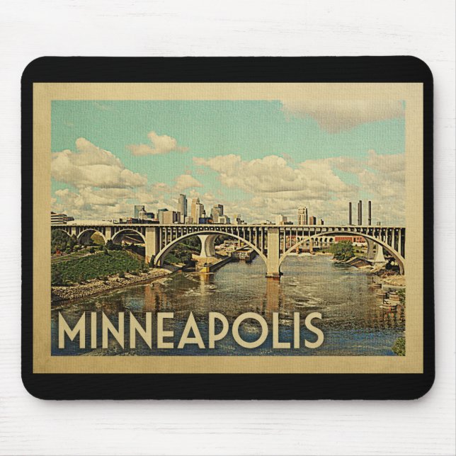 Minneapolis Minnesota Vintage Travel Mouse Pad (Front)