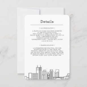Minneapolis, Minnesota Wedding   Guest Details Invitation