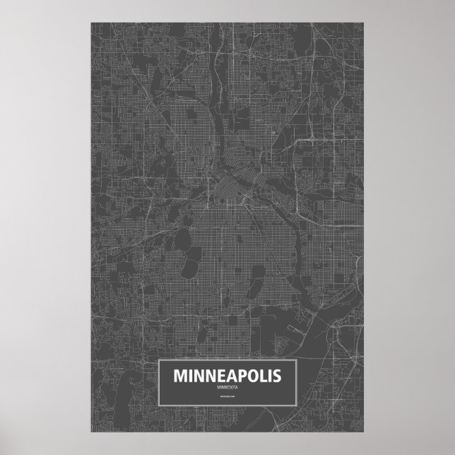 Minneapolis, Minnesota (white on black) Poster (Front)
