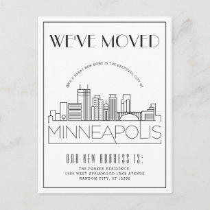 Minneapolis Modern Deco   Change of Address Announcement Postcard