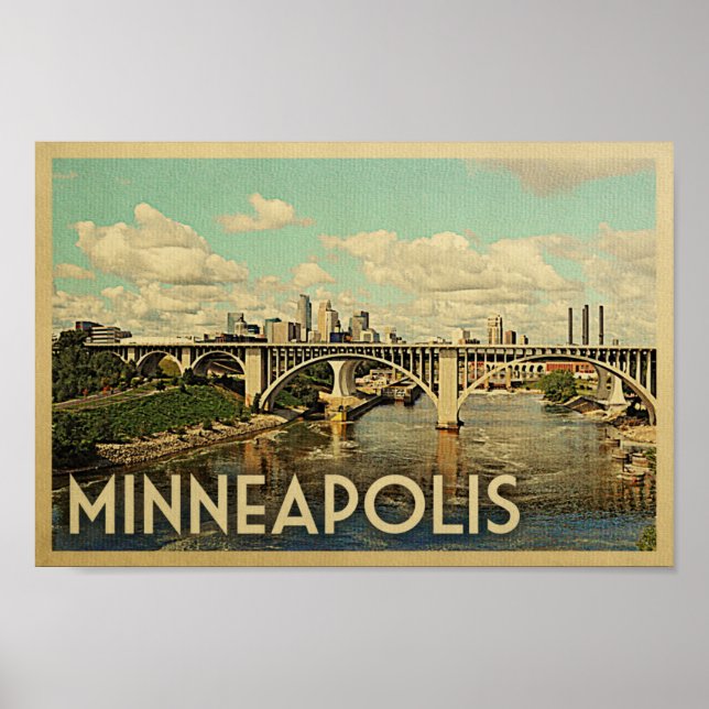 Minneapolis Poster Vintage Travel Art Minnesota (Front)