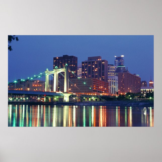 Minneapolis Skyline at night Poster (Front)