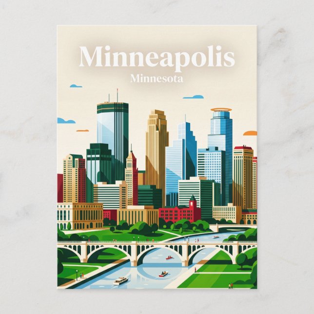 Minneapolis Skyline USA Postcard (Front)