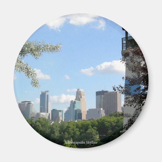 Minneapolis Skyline with Boom Island Lighthouse Magnet (Front)