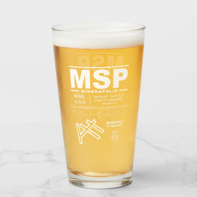 Minneapolis St Paul International Airport MSP Glass (Front Filled)