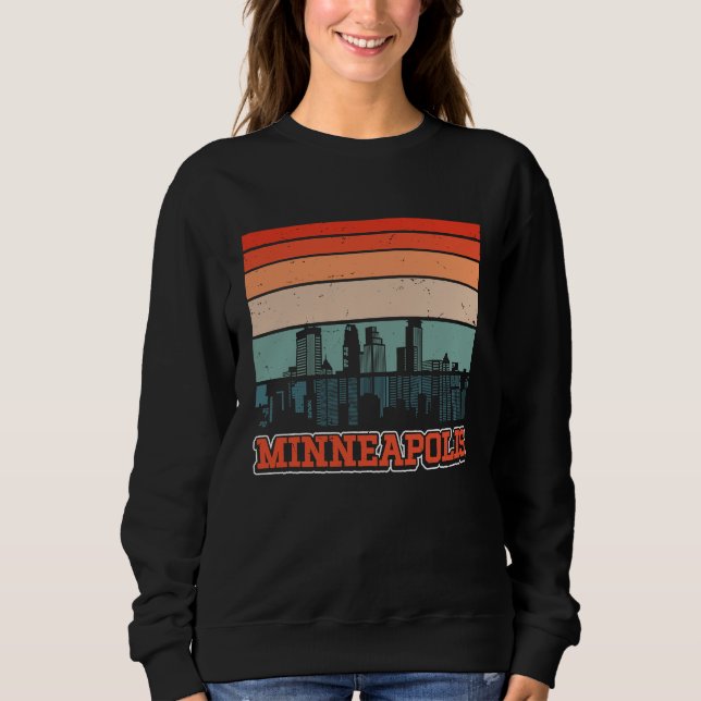 Minneapolis USA Retro Vintage Sunset Skyline Minne Sweatshirt (Front)