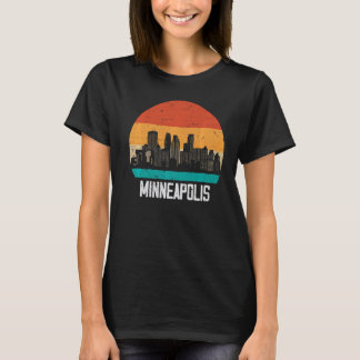 Minneapolis USA Retro Vintage Sunset Skyline Minne T-Shirt