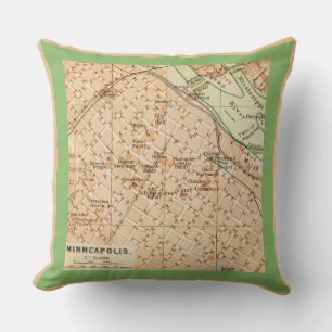Minneapolis Vintage Map Throw Pillow