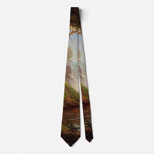 Minnehaha Falls, fine art by Albert Bierstadt Tie (Front)