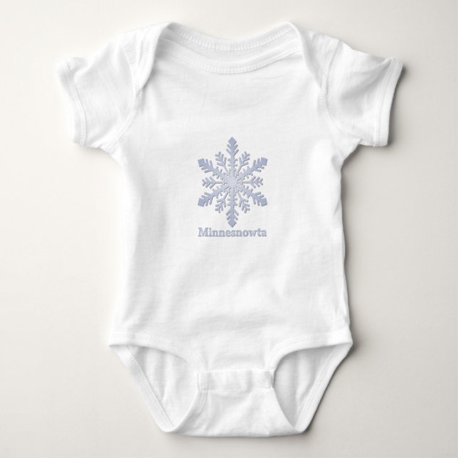 Minnesnowta Blue Snowflake Baby Bodysuit (Front)