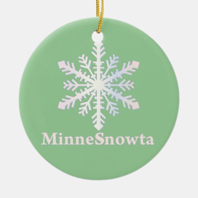 MinneSnowta with Snowflake Ceramic Tree Decoration (Front)