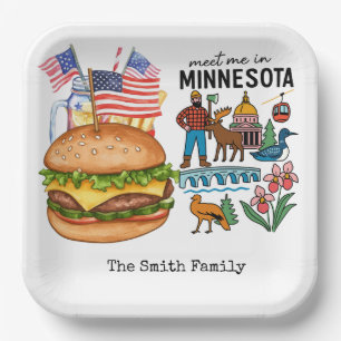 Minnesota 4th July Independence Day party Paper Plate
