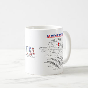 Minnesota American state on a map and useful info Coffee Mug