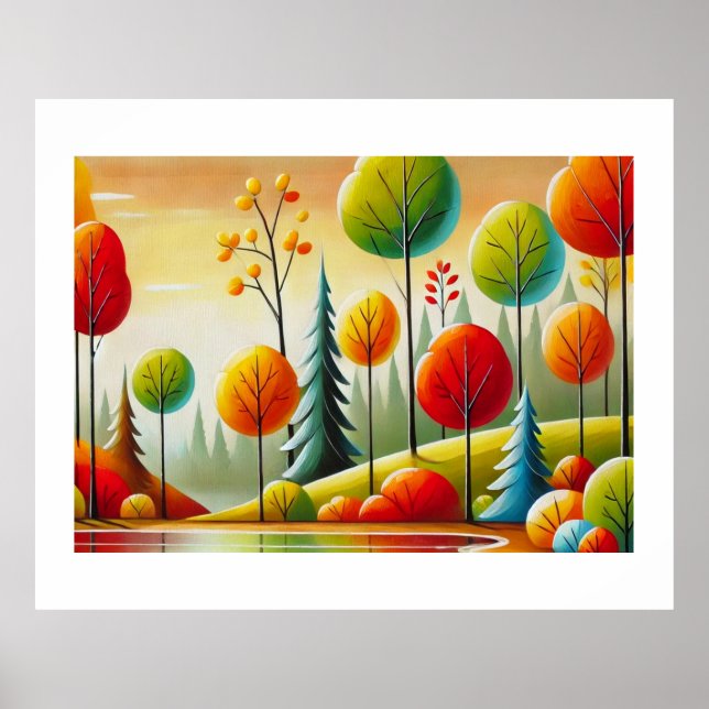Minnesota Autumn Forest and Lake Poster (Front)