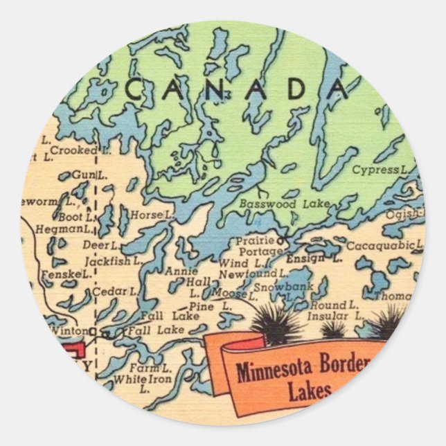 Minnesota Border Lakes Classic Round Sticker (Front)