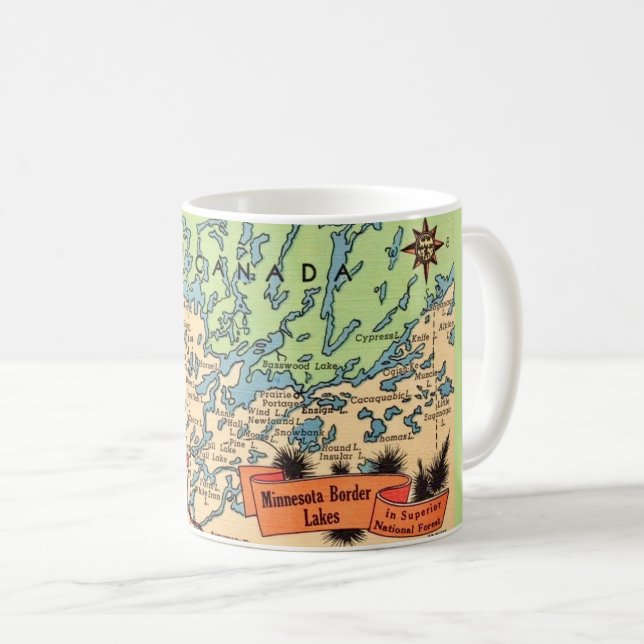 Minnesota Border Lakes Map Mug (Front Right)