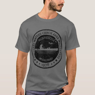 Minnesota Boundary Waters Vintage Style Stamp Blac T-Shirt