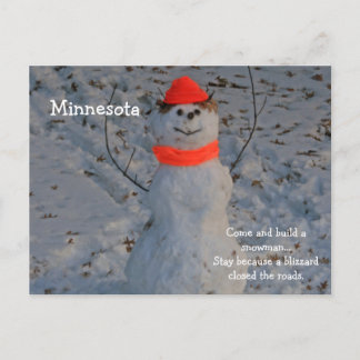Minnesota "Build a Snowman" Post Card