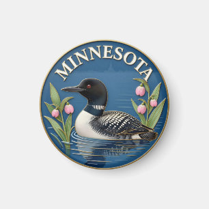 Minnesota Common Loon State Bird Botanical Magnet