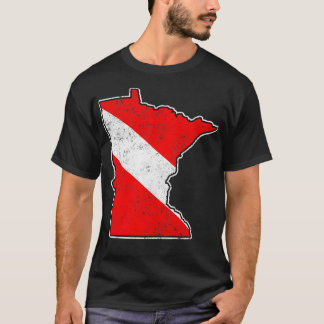 Minnesota Dive Flag Scuba Diving State Map Dive Fl T-Shirt