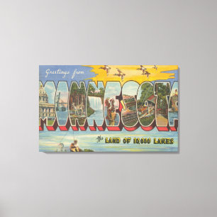 Minnesota (Ducks) - Large Letter Scenes Canvas Print