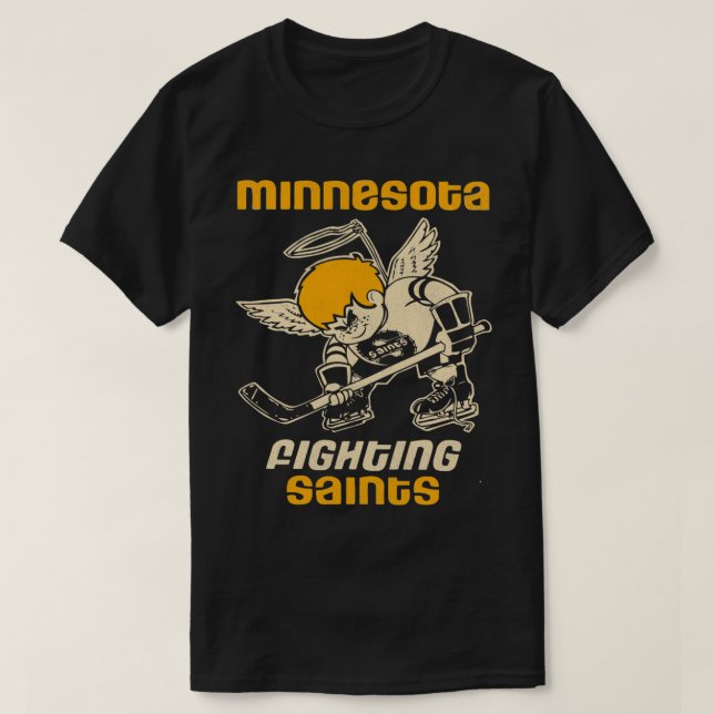 Minnesota Fighting Saints Retro Defunct Hockey T-Shirt (Design Front)