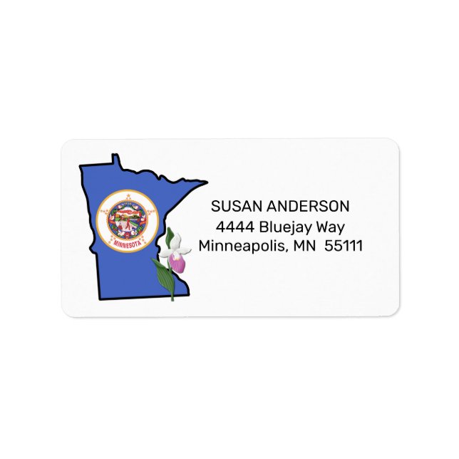 Minnesota Flag and Flower Showy Lady’s Slipper Label (Front)