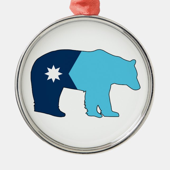 Minnesota Flag Bear Metal Tree Decoration (Front)
