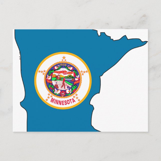Minnesota Flag Map Postcard (Front)