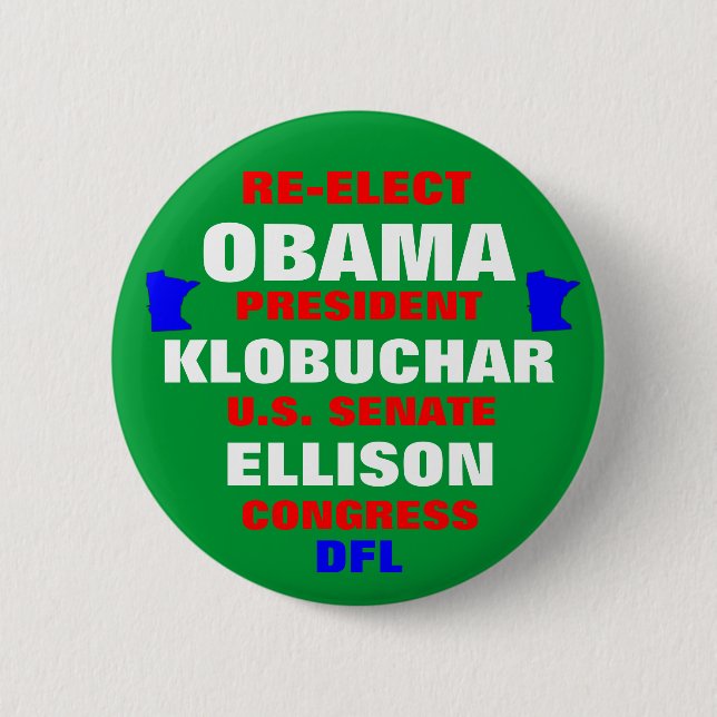 Minnesota for Obama Klobuchar Ellison 6 Cm Round Badge (Front)