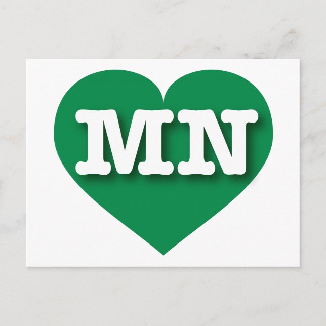MInnesota Green Heart - I love MN Postcard (Front)