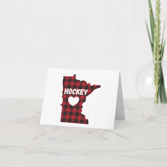 Minnesota Hockey Buffalo Plaid Thank You Card (Front)